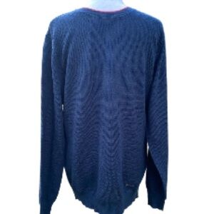 Conte of Florence Sweater Mens Medium Navy Red Trim